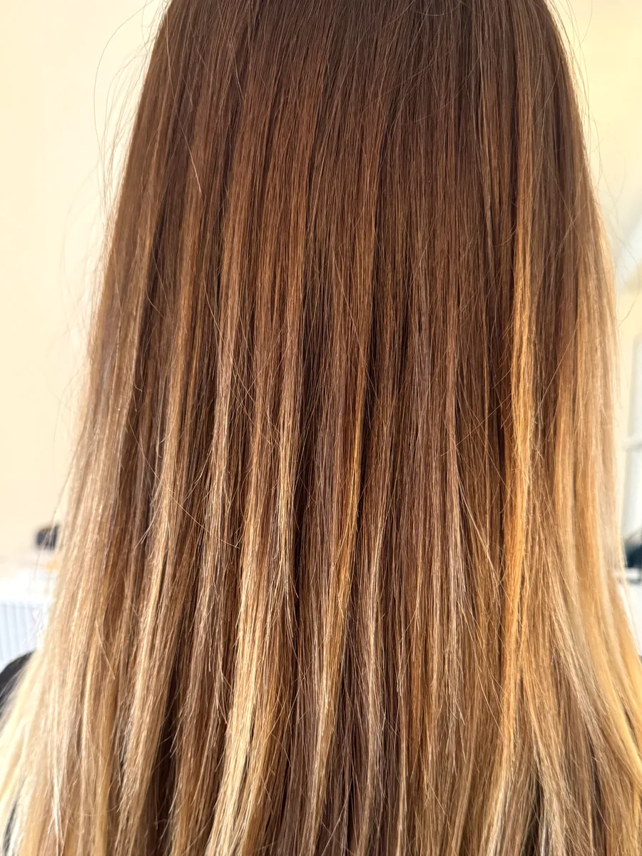 Hair before — grown-out, uneven dimension