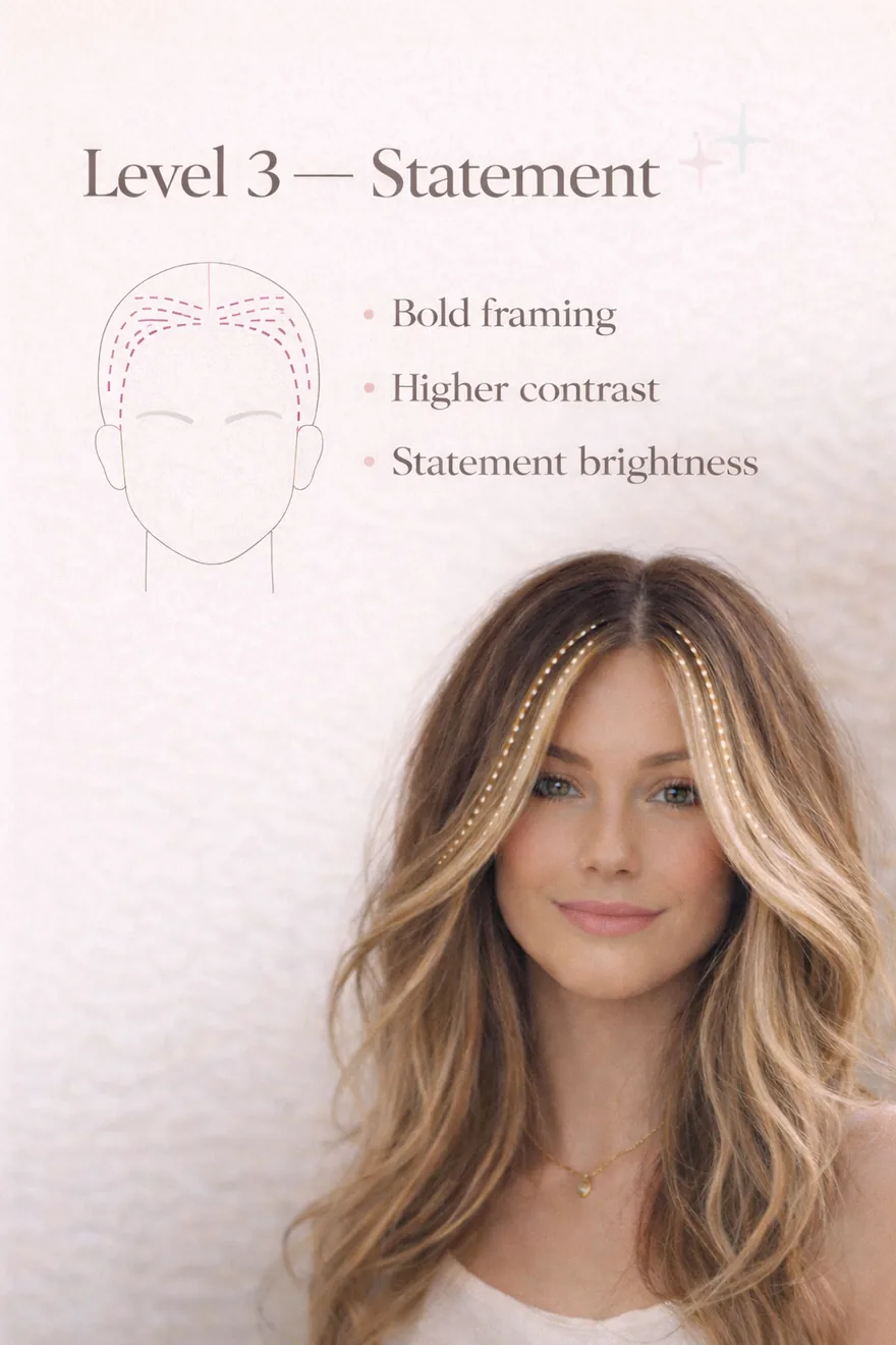 Level 3 — Statement: bold framing, higher contrast, statement brightness